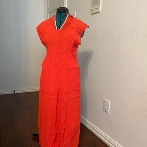 Anthropologie coral jumpsuit